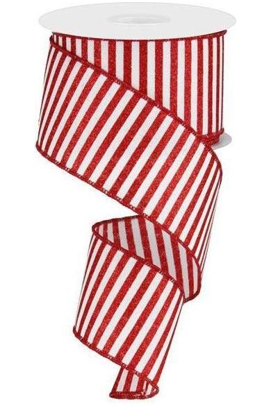 Shop For 2.5" Glitter Stripe Canvas Ribbon: White & Red (10 Yards) at Michelle's aDOORable Creations