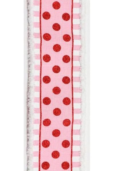 Shop For 2.5" Glitter Stripes Polka Dot Drift Edge Ribbon: Red & Pink (10 Yards) RGA815515
