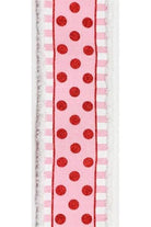 2.5" Glitter Stripes Polka Dot Drift Edge Ribbon: Red & Pink (10 Yards) - Michelle's aDOORable Creations - Wired Edge Ribbon