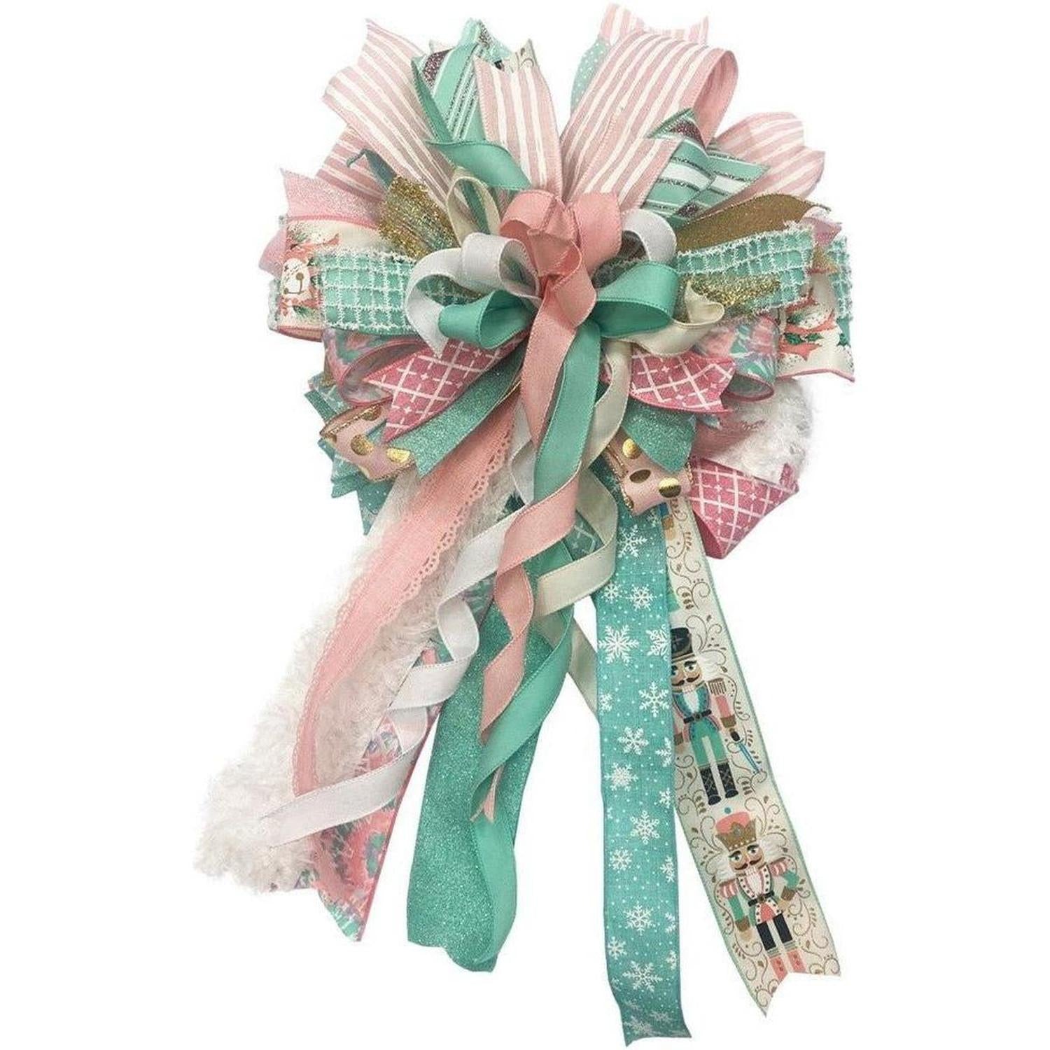 2.5" Glittered Argyle Ribbon: Mint (10 Yards)