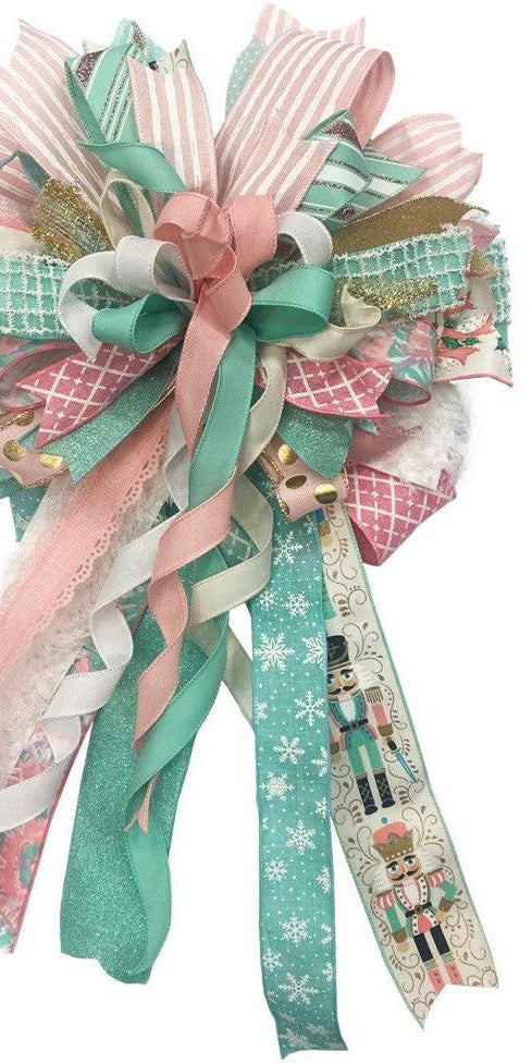 2.5" Glittered Argyle Ribbon: Mint (10 Yards) - Michelle's aDOORable Creations - Wired Edge Ribbon