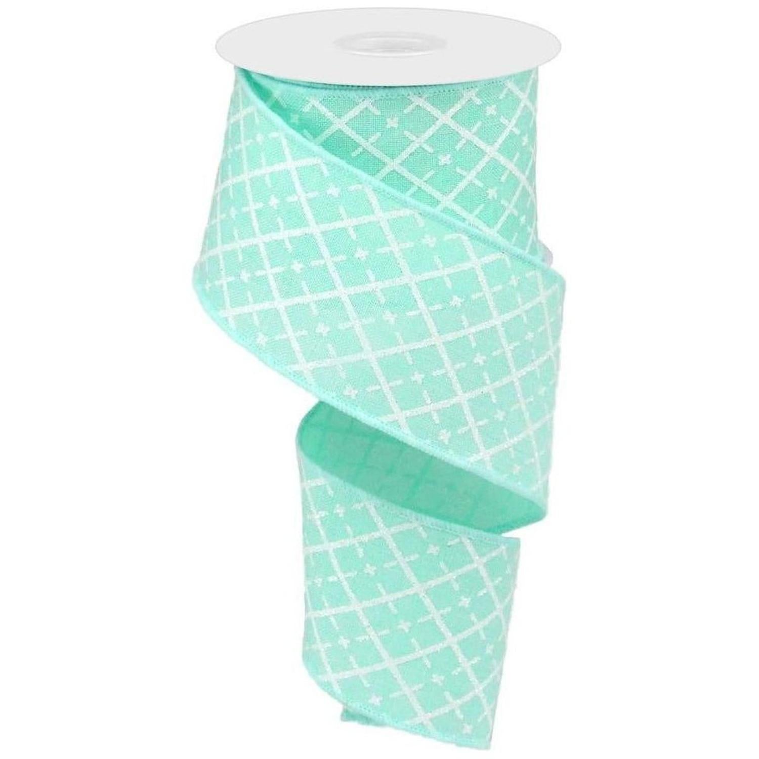 Shop For 2.5" Glittered Argyle Ribbon: Mint (10 Yards) at Michelle's aDOORable Creations