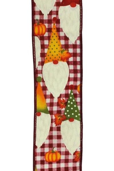 Shop For 2.5" Gnome Pumpkin Check Ribbon: Cream/Burgundy (10 Yards) RGC134964
