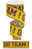 Shop For 2.5" Go Team Ribbon: Purple & Yellow (10 Yards) at Michelle's aDOORable Creations