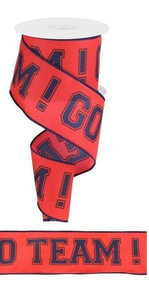 2.5" Go Team Ribbon: Red & Navy Blue (10 Yards) - Michelle's aDOORable Creations - Wired Edge Ribbon