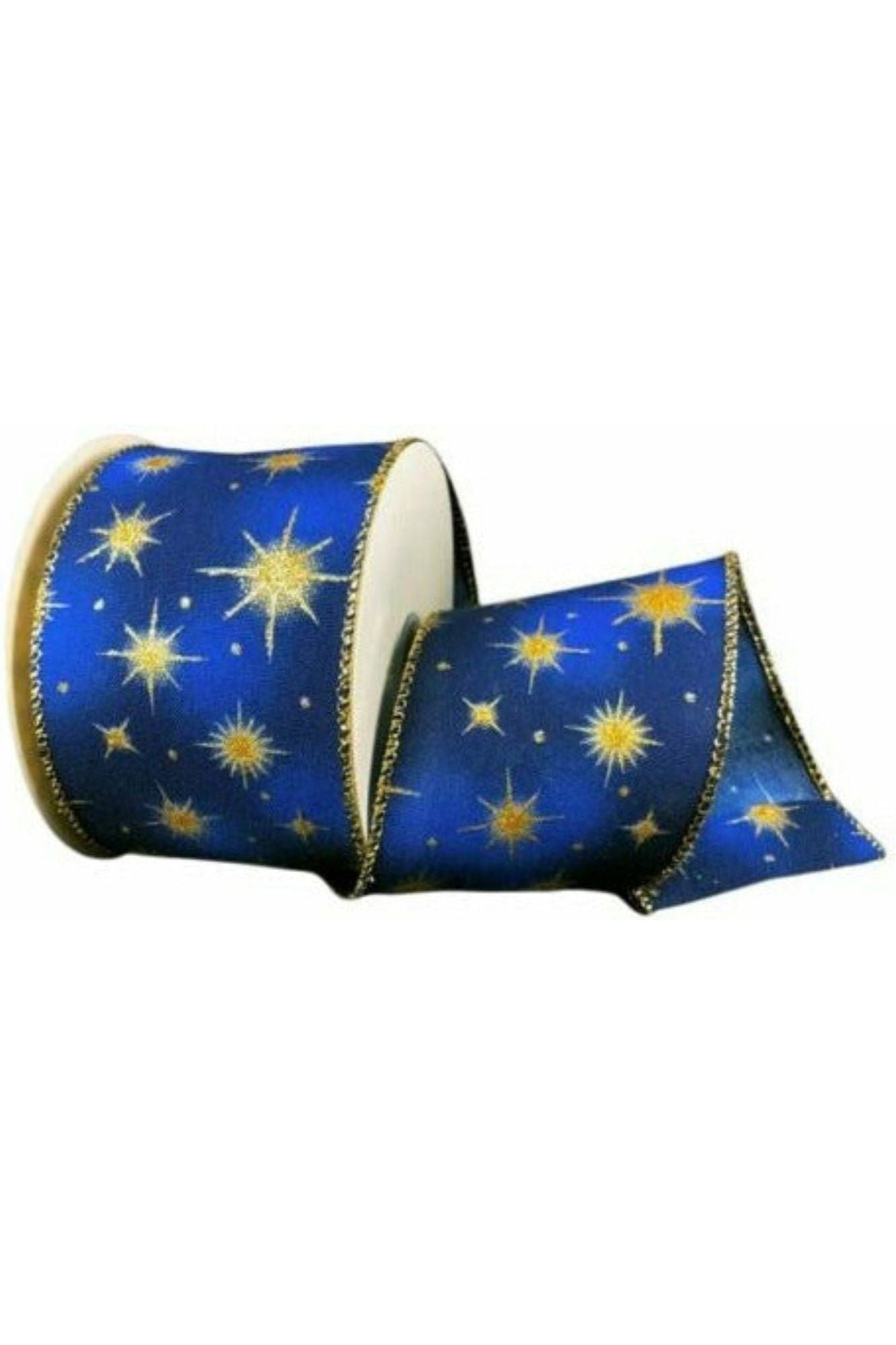 Shop For 2.5" Gold Stars Navy Skies Ribbon: Navy Blue (10 Yards) at Michelle's aDOORable Creations