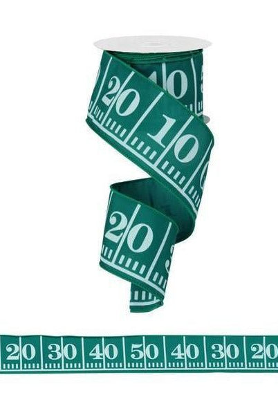 2.5" Green Football Field Marker Ribbon (10 Yards) - Michelle's aDOORable Creations - Wired Edge Ribbon