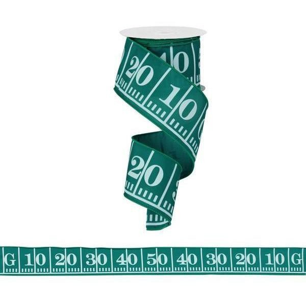 2.5" Green Football Field Marker Ribbon (10 Yards) - Michelle's aDOORable Creations - Wired Edge Ribbon