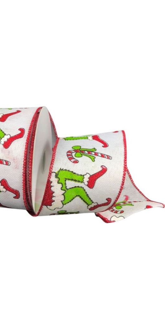 2.5" Green Monster Legs Ribbon: Red (10 Yards) - Michelle's aDOORable Creations - Wired Edge Ribbon