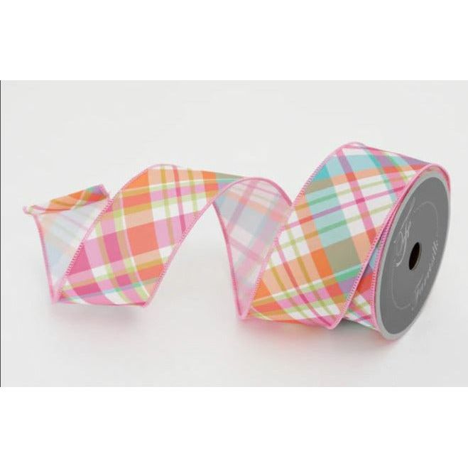2.5" Gumdrop Plaid Ribbon: Multi (10 Yards) - Michelle's aDOORable Creations - Wired Edge Ribbon