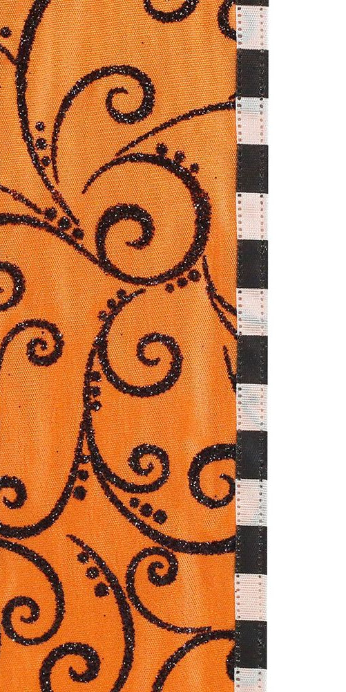 2.5" Halloween Swirls Ribbon (10 Yards) - Michelle's aDOORable Creations - Wired Edge Ribbon