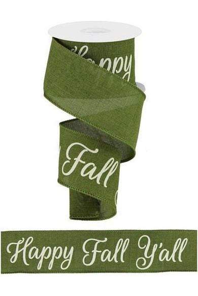 Shop For 2.5" Happy Fall Yall Ribbon: Moss Green (10 Yards) RGA146836
