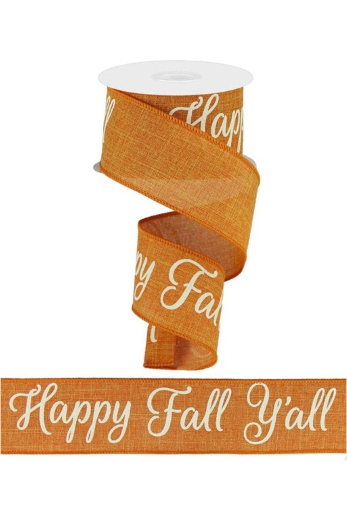 2.5" Happy Fall Yall Ribbon: Talisman (10 Yards) - Michelle's aDOORable Creations - Wired Edge Ribbon