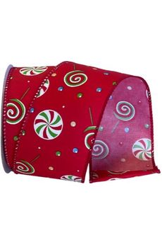 2.5" Hard Candy Ribbon: Red (10 Yards) - Michelle's aDOORable Creations - Wired Edge Ribbon