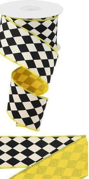 2.5" Harlequin Dupioni Fused Back Ribbon: Yellow (10 Yards) - Michelle's aDOORable Creations - Wired Edge Ribbon
