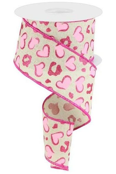 Shop For 2.5" Heart Leopard Spots Ribbon: Light Natural (10 Yards) at Michelle's aDOORable Creations