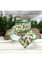 2.5" Holly Ribbon: Red & Green (25 Yards) - Michelle's aDOORable Creations - Wired Edge Ribbon