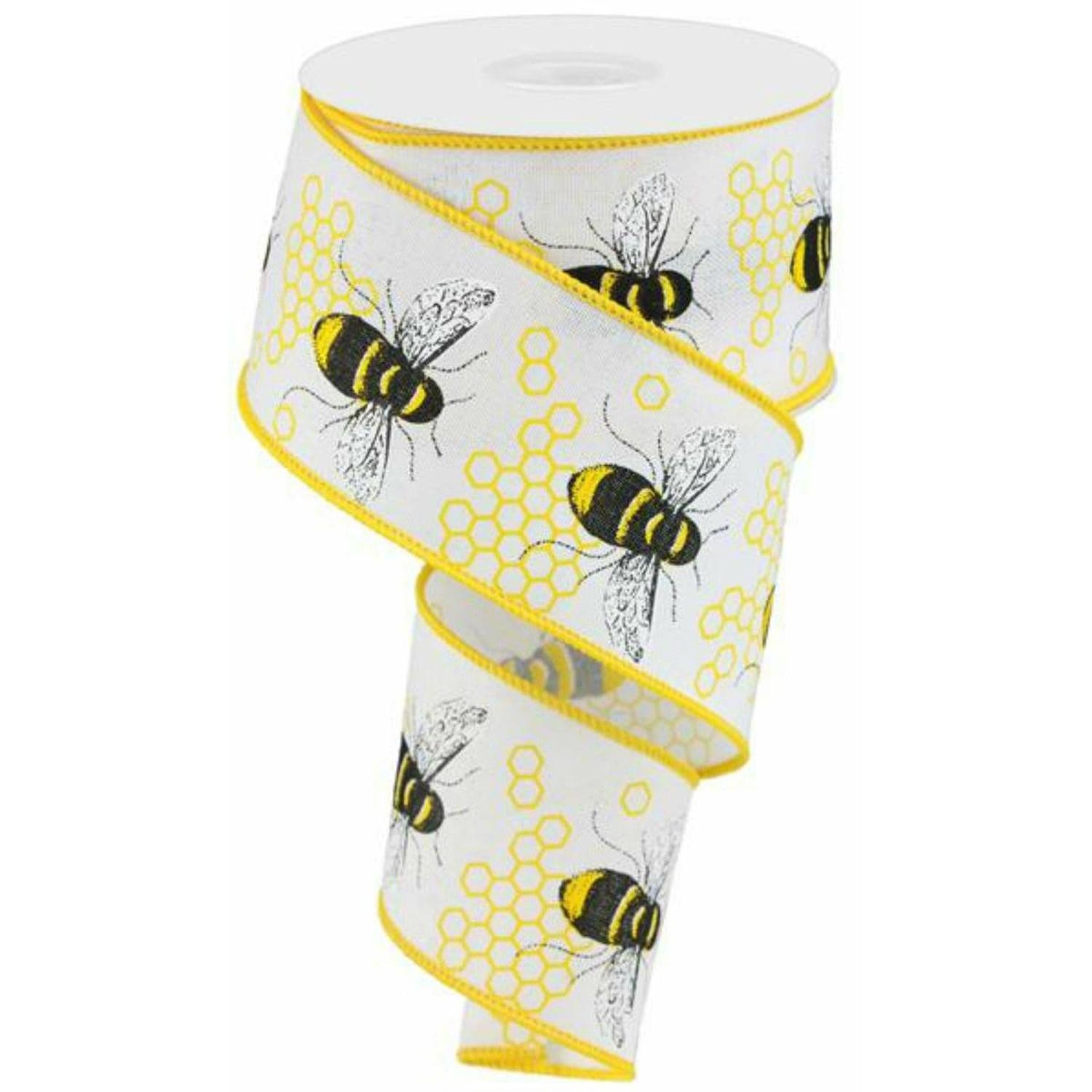 2.5" Honey Bee Royal Ribbon: White (10 Yards)