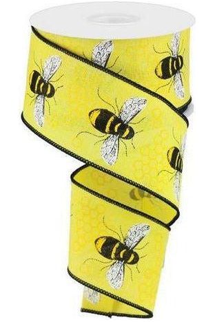 2.5" Honey Bee Royal Ribbon: Yellow (10 Yards) - Michelle's aDOORable Creations - Wired Edge Ribbon