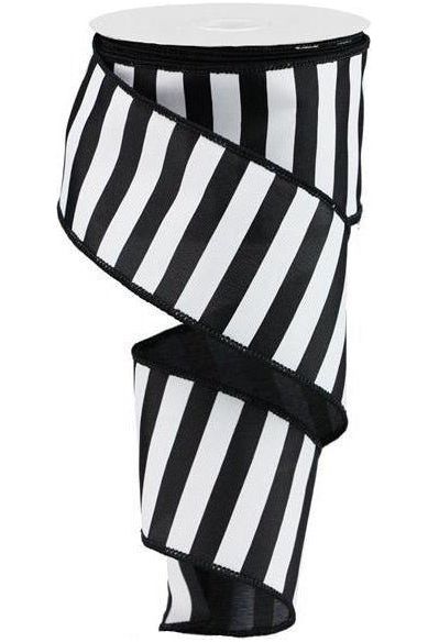 Shop For 2.5" Horizontal Black & White Stripe Ribbon (10 Yard) RG0177802