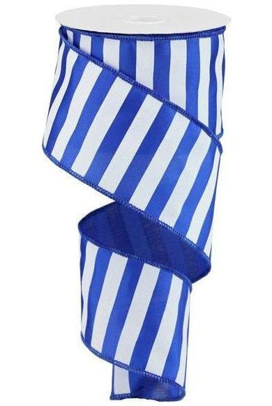Shop For 2.5" Horizontal Royal Blue & White Stripe Ribbon (10 Yard) RG0177825