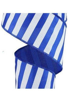 2.5" Horizontal Royal Blue & White Stripe Ribbon (10 Yard) - Michelle's aDOORable Creations - Wired Edge Ribbon