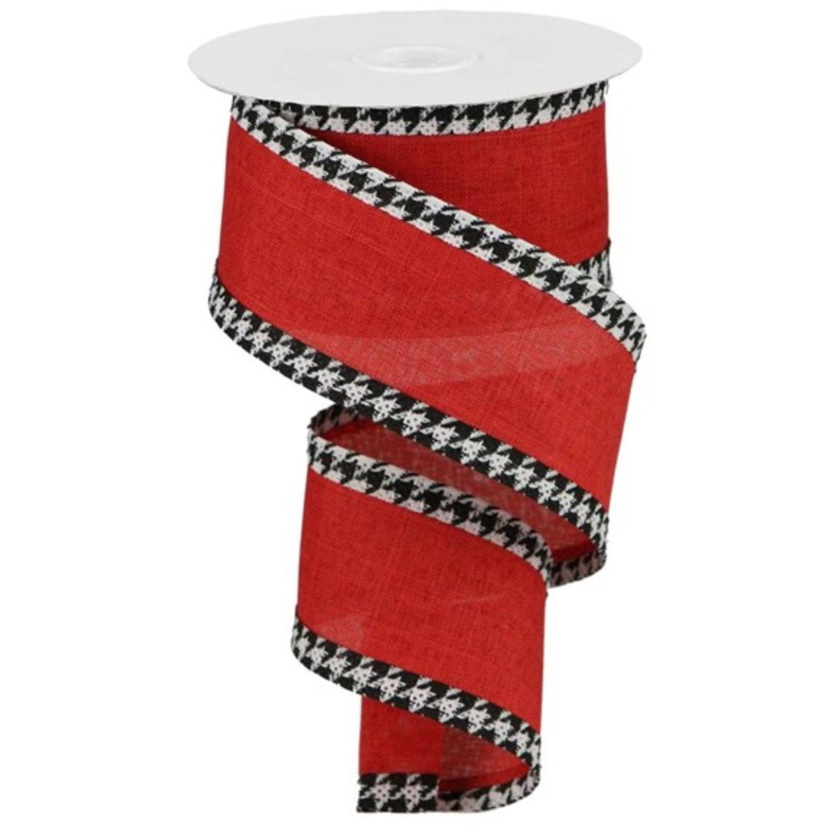 Shop For 2.5" Houndstooth Edge Ribbon: Red, Black, White (10 Yards) at Michelle's aDOORable Creations