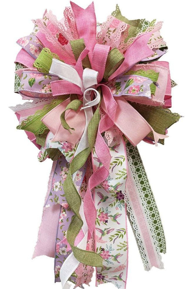 2.5" Hummingbirds Ribbon: White (10 Yards) - Michelle's aDOORable Creations - Wired Edge Ribbon