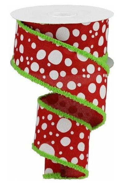 2.5" Irregular Dots Drift Ribbon: Red (10 Yards) - Michelle's aDOORable Creations - Wired Edge Ribbon