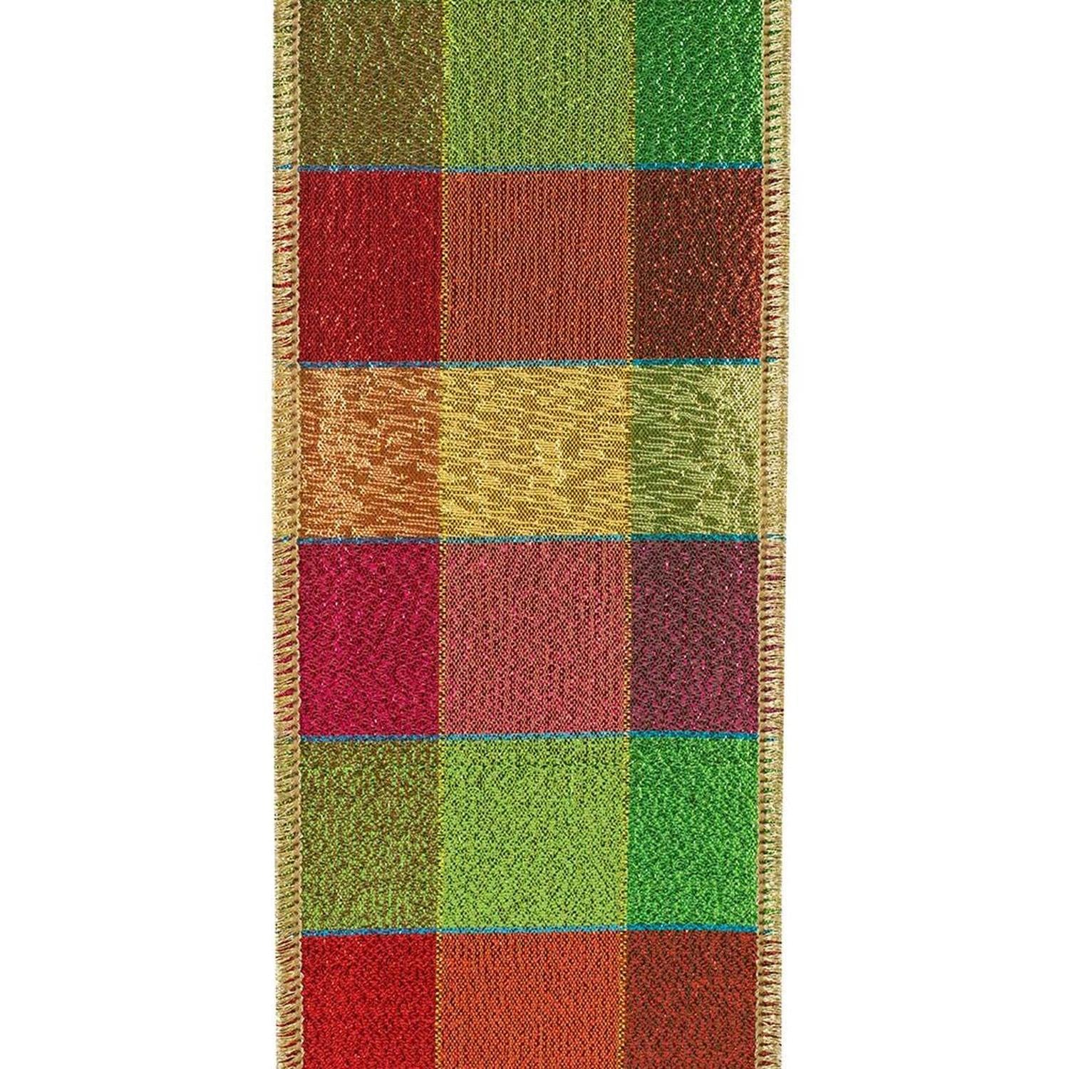 2.5" Jewel Tone Metallic Check Ribbon: Multi (10 Yards)