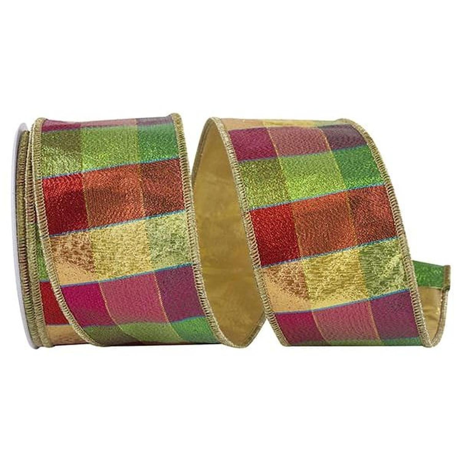 2.5" Jewel Tone Metallic Check Ribbon: Multi (10 Yards)