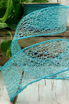 2.5" Lace Glitter Ribbon: Teal Blue (10 Yards) - Michelle's aDOORable Creations - Wired Edge Ribbon
