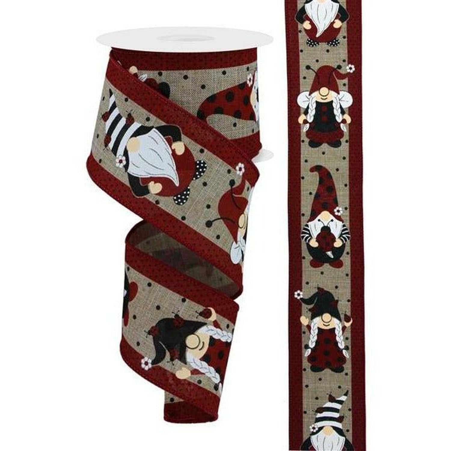 Shop For 2.5" Ladybug Gnome Ribbon: Light Beige (10 Yards) at Michelle's aDOORable Creations