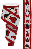 Shop For 2.5" Ladybug Gnome Ribbon: White (10 Yards) RGE118427