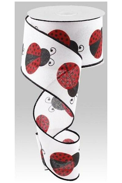 Shop For 2.5" Ladybug on Royal Ribbon: White (10 Yards) at Michelle's aDOORable Creations