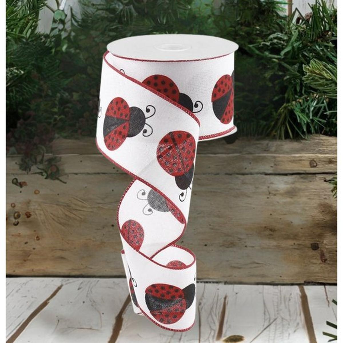Shop For 2.5" Ladybug Ribbon: White, Red, Black (10 Yards) at Michelle's aDOORable Creations
