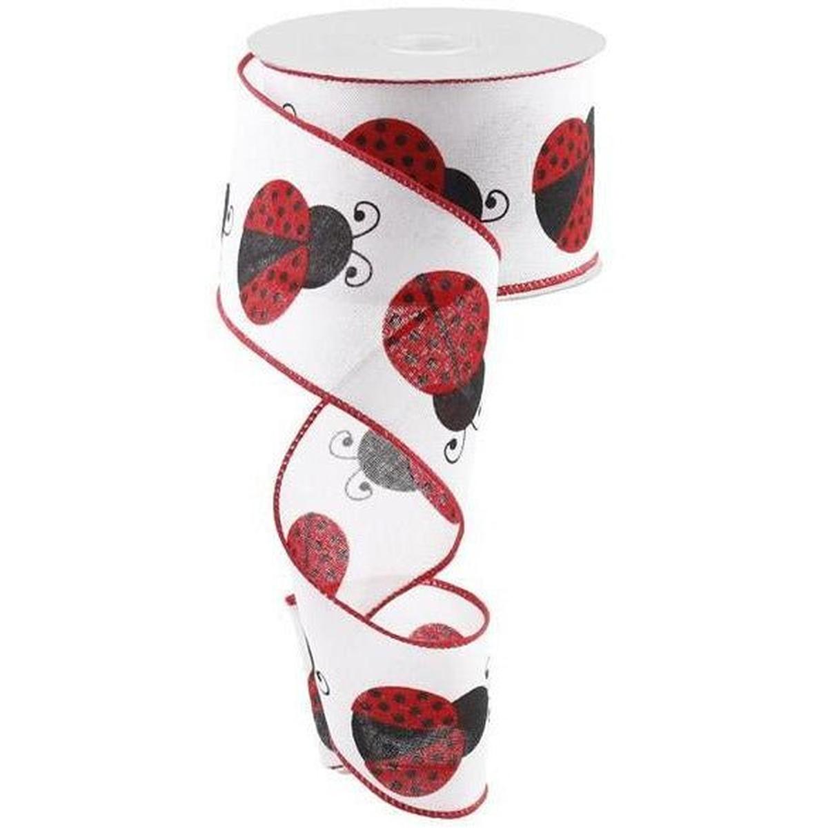 Shop For 2.5" Ladybug Ribbon: White, Red, Black (10 Yards) at Michelle's aDOORable Creations
