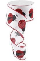 Shop For 2.5" Ladybug Ribbon: White, Red, Black (10 Yards) at Michelle's aDOORable Creations