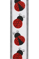 Shop For 2.5" Ladybug Thin Stripe Ribbon: White (10 Yards) RG0882227