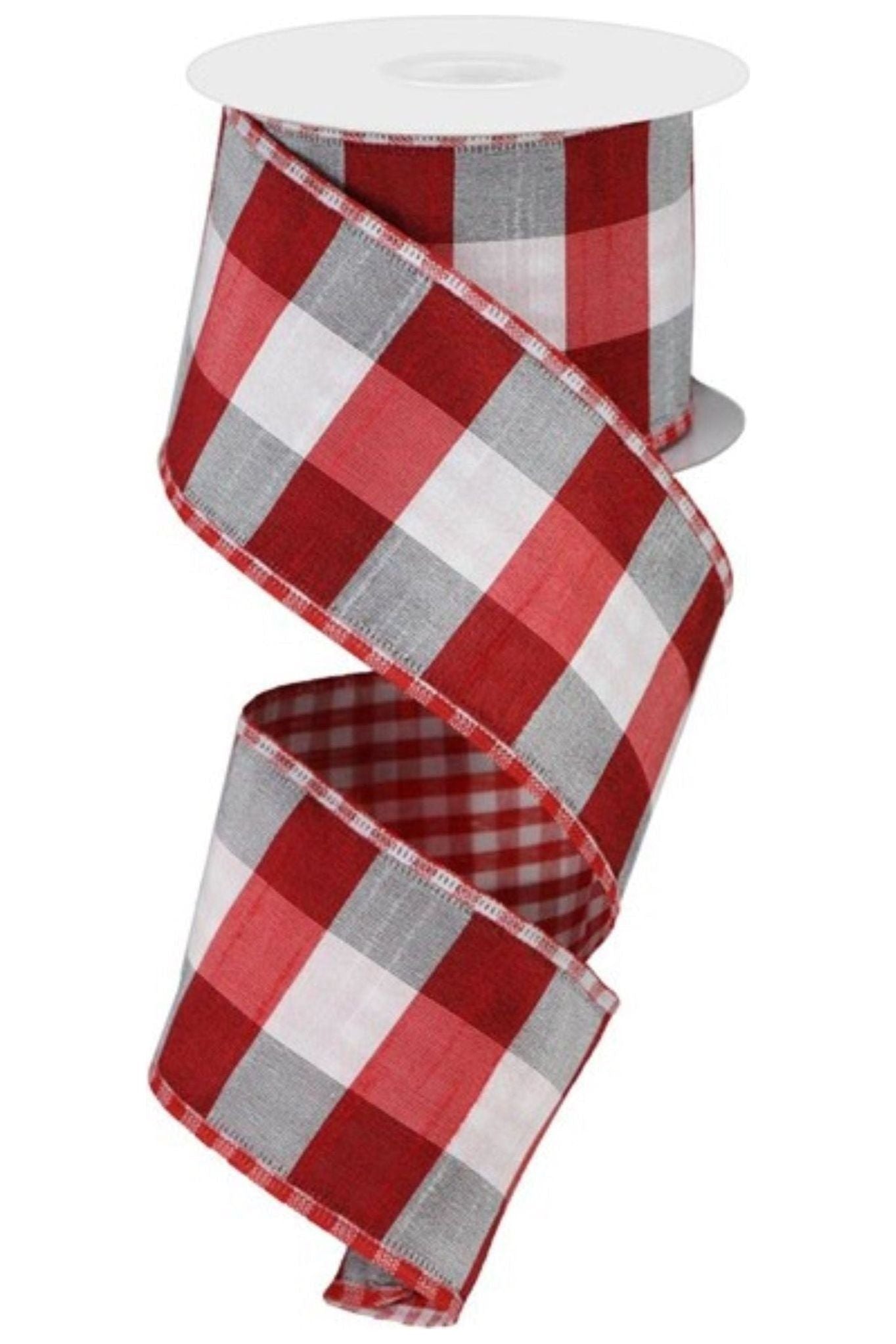 Shop For 2.5" Large Check Ribbon: Red & White (10 Yards) at Michelle's aDOORable Creations