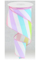 2.5" Large Multi Diagonal Stripe Ribbon: White (10 Yards) - Michelle's aDOORable Creations - Wired Edge Ribbon