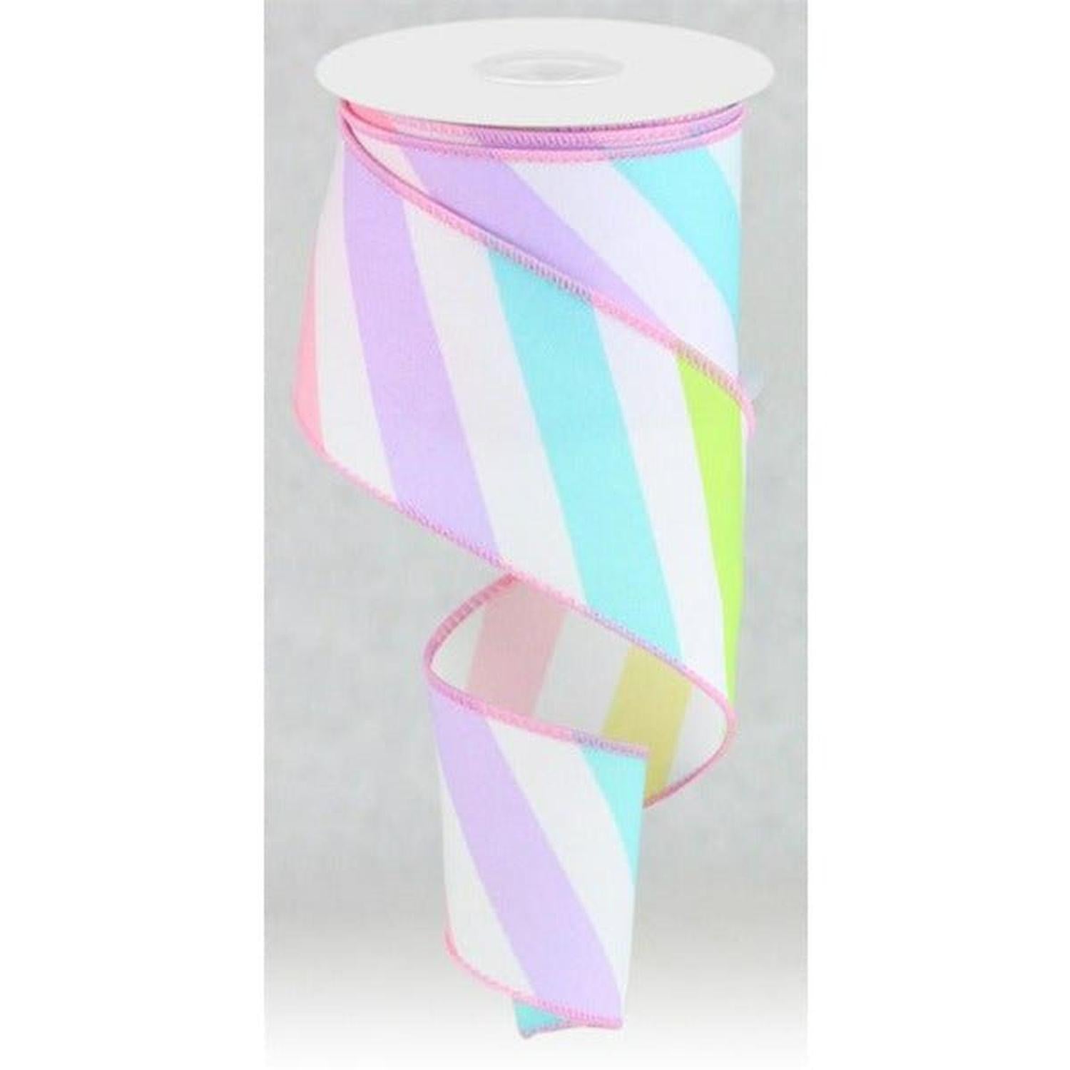 Shop For 2.5" Large Multi Diagonal Stripe Ribbon: White (10 Yards) at Michelle's aDOORable Creations