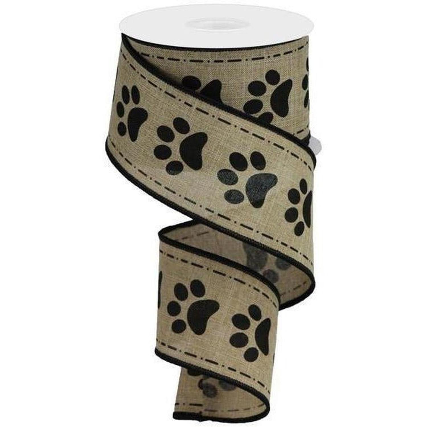 Shop For 2.5" Large Paw Print Royal Ribbon: Light Beige (10 Yards) at Michelle's aDOORable Creations