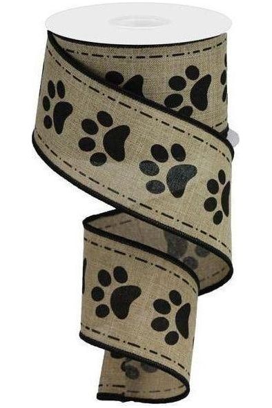 Shop For 2.5" Large Paw Print Royal Ribbon: Light Beige (10 Yards) at Michelle's aDOORable Creations