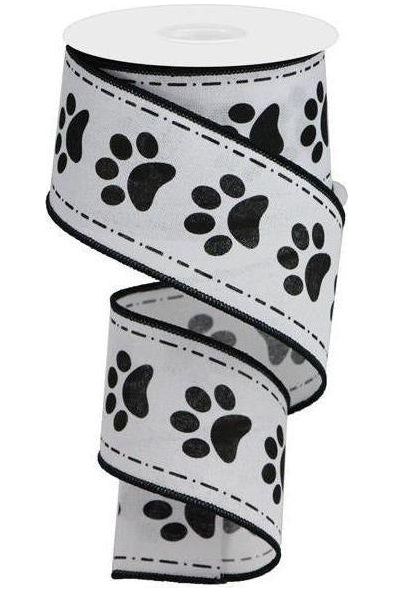 Shop For 2.5" Large Paw Print Royal Ribbon: White (10 Yards) at Michelle's aDOORable Creations