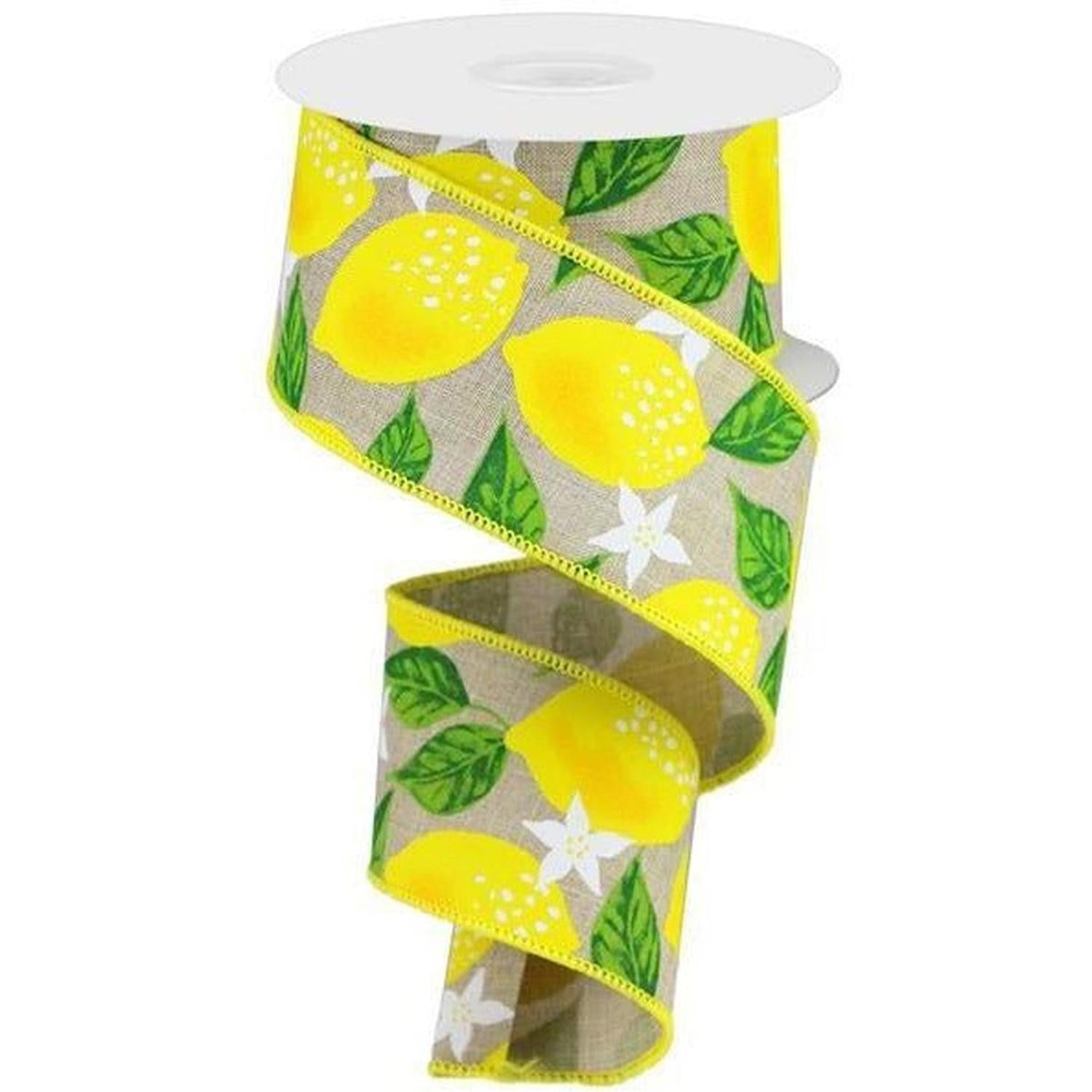 2.5" Lemon On Royal Ribbon: Natural (10 Yards)