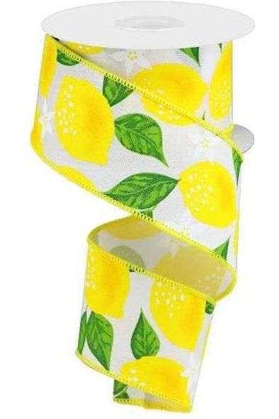 Shop For 2.5" Lemon On Royal Ribbon: White (10 Yards) at Michelle's aDOORable Creations