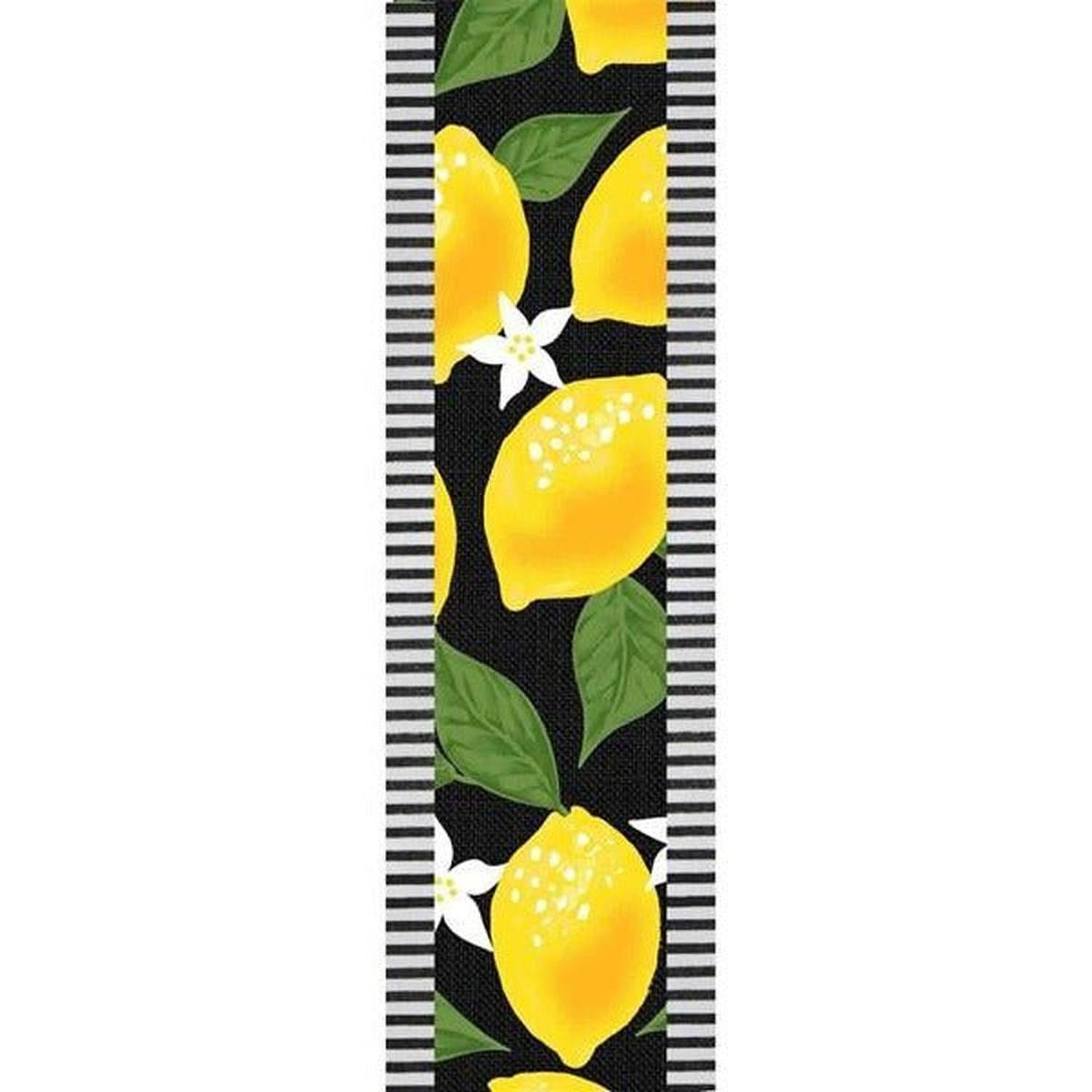 2.5" Lemon Thin Stripes Ribbon: Black (10 Yards)