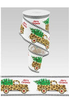 2.5" Leopard Merry Christmas Ribbon: White (10 Yards) - Michelle's aDOORable Creations - Wired Edge Ribbon