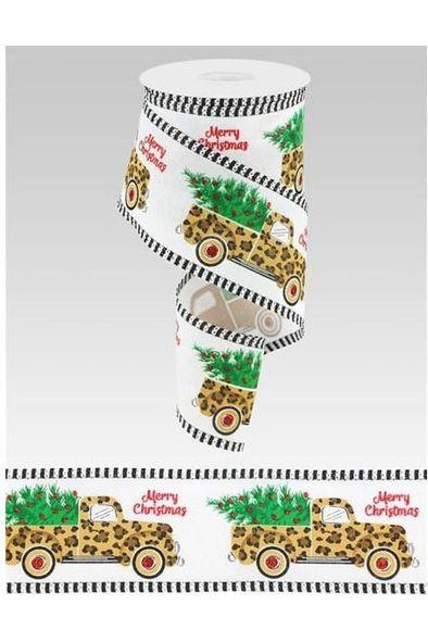 Shop For 2.5" Leopard Merry Christmas Ribbon: White (10 Yards) at Michelle's aDOORable Creations